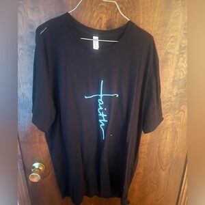 Black T-Shirt with Blue Faith Graphic